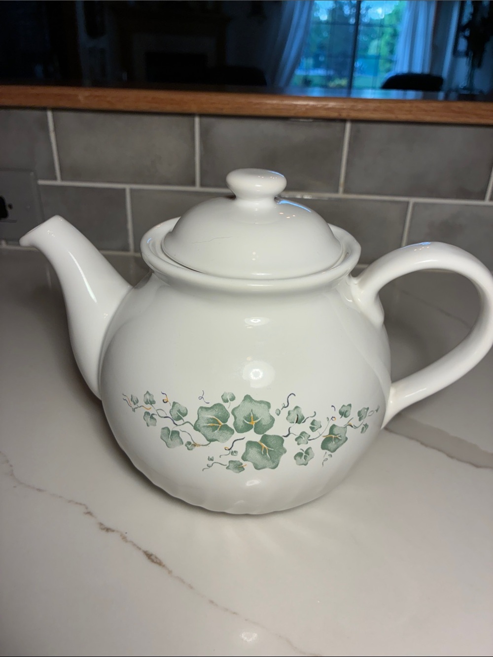 Corelle White Swirl Stoneware Teapot